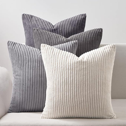 Topfinel Decorative Throw Pillow Covers Cushion Cases, Set of 4 Soft Velvet Modern Double-Sided Designs, Mix and Match for Home Decor, Pillow Inserts Not Included (24x24 inch, Grey)