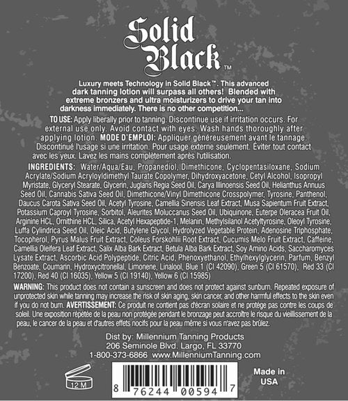 Millennium Tanning Solid Black 100X Indoor Tanning Lotion for Tanning Beds,13.5 Fluid Ounces, 3-pack