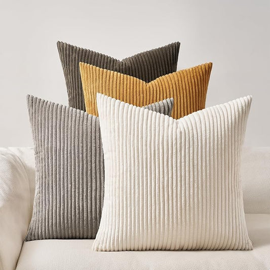 Topfinel Decorative Brown Throw Pillow Covers Cushion Cases, Set of 4 Soft Velvet Modern Double-Sided Designs, Rustic Home Decor, Pillow Inserts Not Included (16x16 inch)