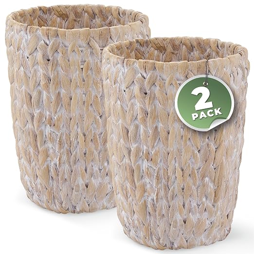 84ECO 2-Pack White Wicker Trash Cans