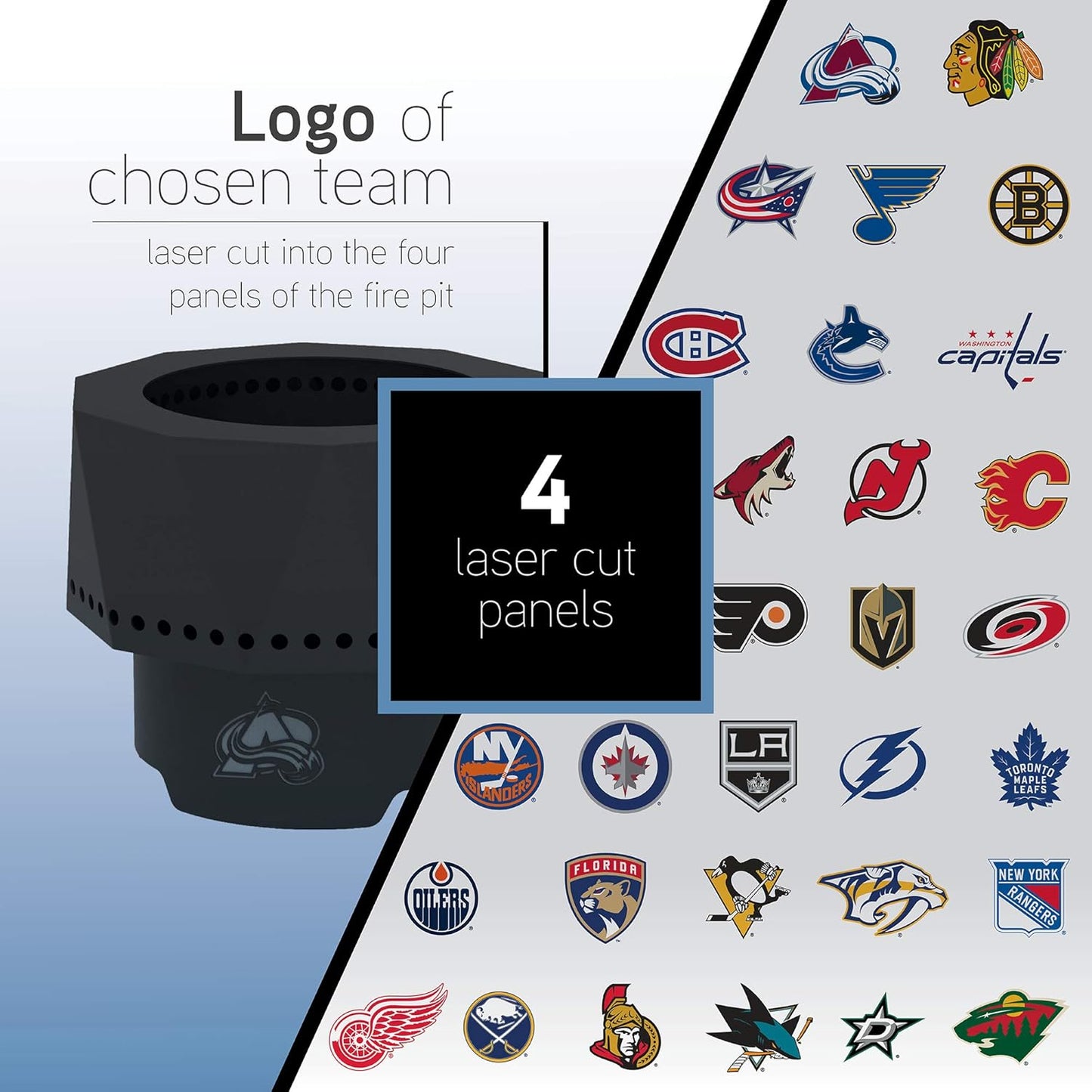 Blue Sky Outdoor Living NHL New York Islanders Ridge Portable Steel Smokeless Fire Pit with Carrying Bag, Firewood and/or Wood Pellet Burning