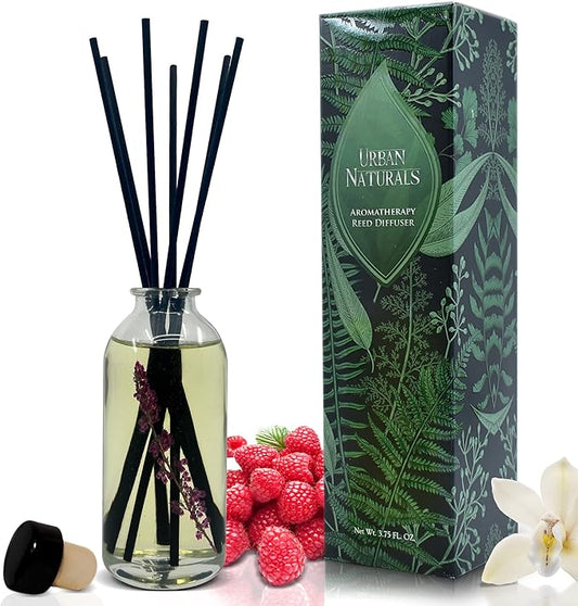 Urban Naturals Black Raspberry Vanilla Reed Diffuser Set | Made with Essential Oils & Real Botanicals | BlackBerry, Raspberry, Amber, Vanilla Orchid & Sandalwood | Made in the USA