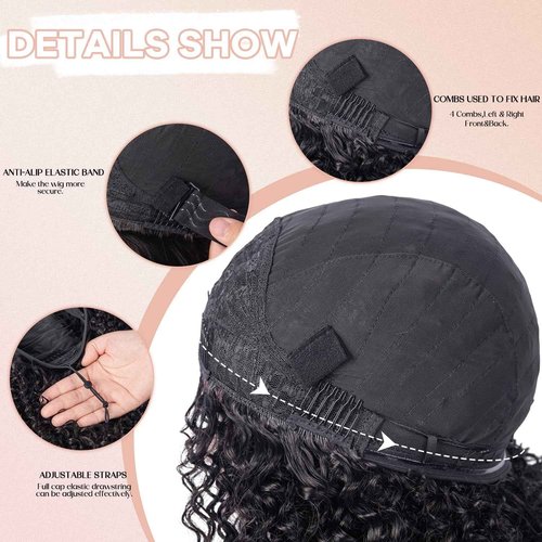 Kinky Curly Wig 200 Density 3 In 1 Seamless Flip Over Half Wigs Synthetic Hair Glueless Wear and Go Beginner Friendly Kinky Curly Wig Drawstring Headband Wig for Women 18 Inch
