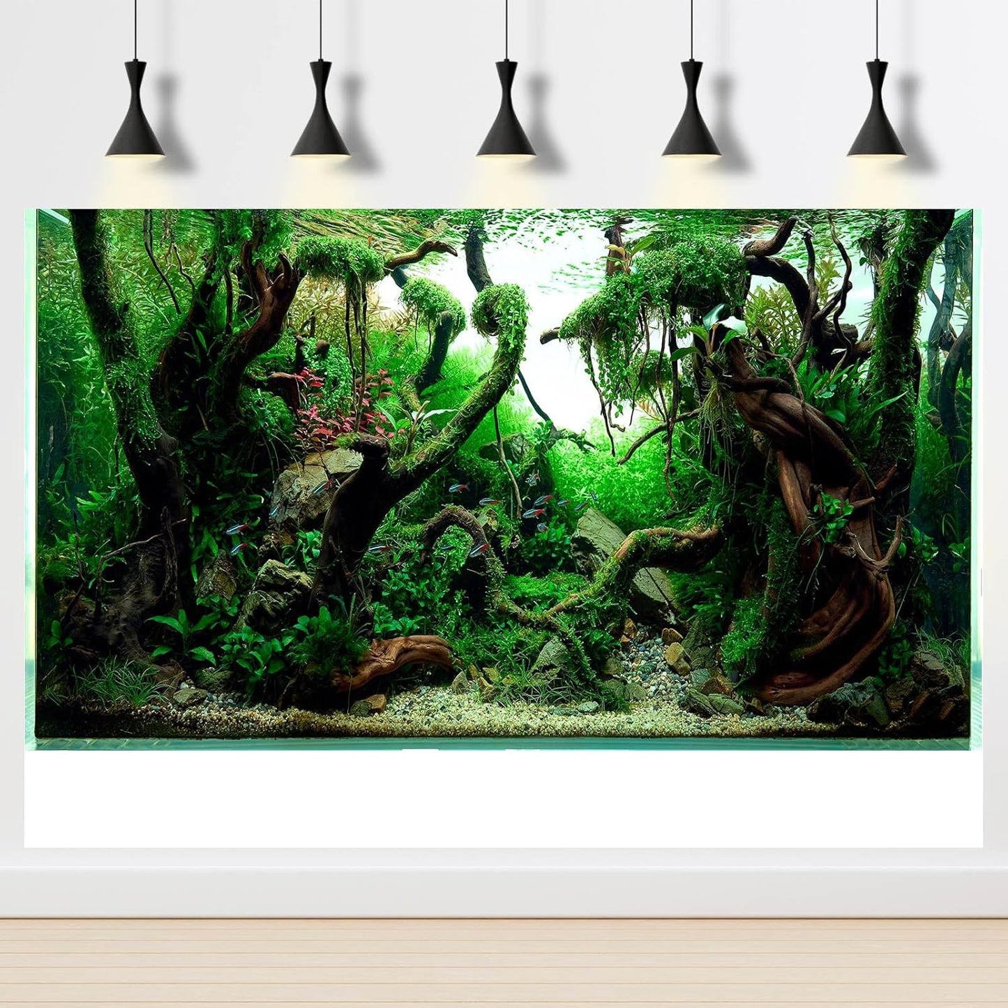Aquarium Background Underwater Pebble Grass Leaves Aquarium Backdrop Vivid Fresh Green Aquatic Plant Stone River Bed Aquarium Backdrop Deadwood Purple Leaves Tank Background Vinyl 24x16in