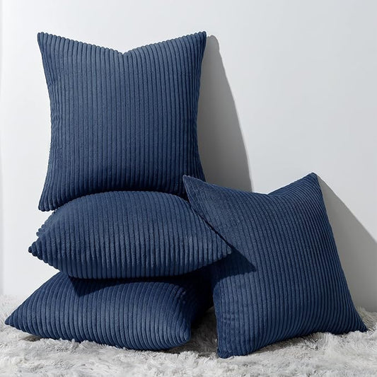 Topfinel Decorative Dusty Blue Throw Pillow Covers Cushion Cases, Set of 4 Soft Velvet Modern Double-Sided Designs Home Decor, Pillow Inserts Not Included (16x16 inch)