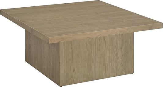 Coaster Home Furnishings - Devar - Wood - Square Coffee Table with Pedestal Base, Geometric Design and Transitional Style - Living Room - Latte - 710918