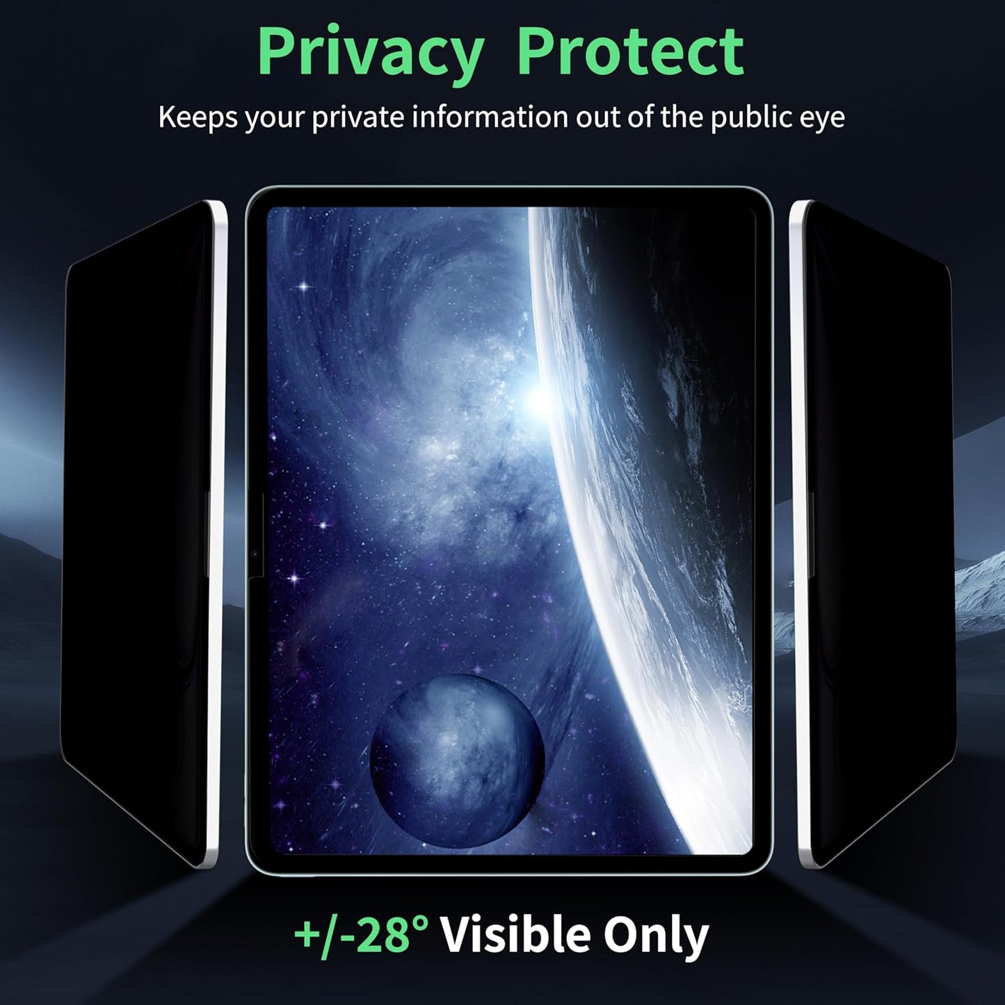Privacy Screen Protector for iPad Pro 11 Inch M4 2024 5th Generation (A2836 A2837 A3006), Nano iPad Pro 11" Removable Filter Easy Install Film Bubble-Free Guard Anti Blue Light Anti-Spy Shield"