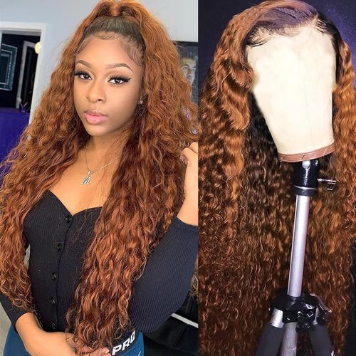 Luxvogue Chocolate Curly Human Hair Wig Lace Frontal Closure Jerry Curly Human Hair Wig Pre Plucked Pre Cut Lace Frontal Closure Glueless Wigs Elastic Band 200% Density