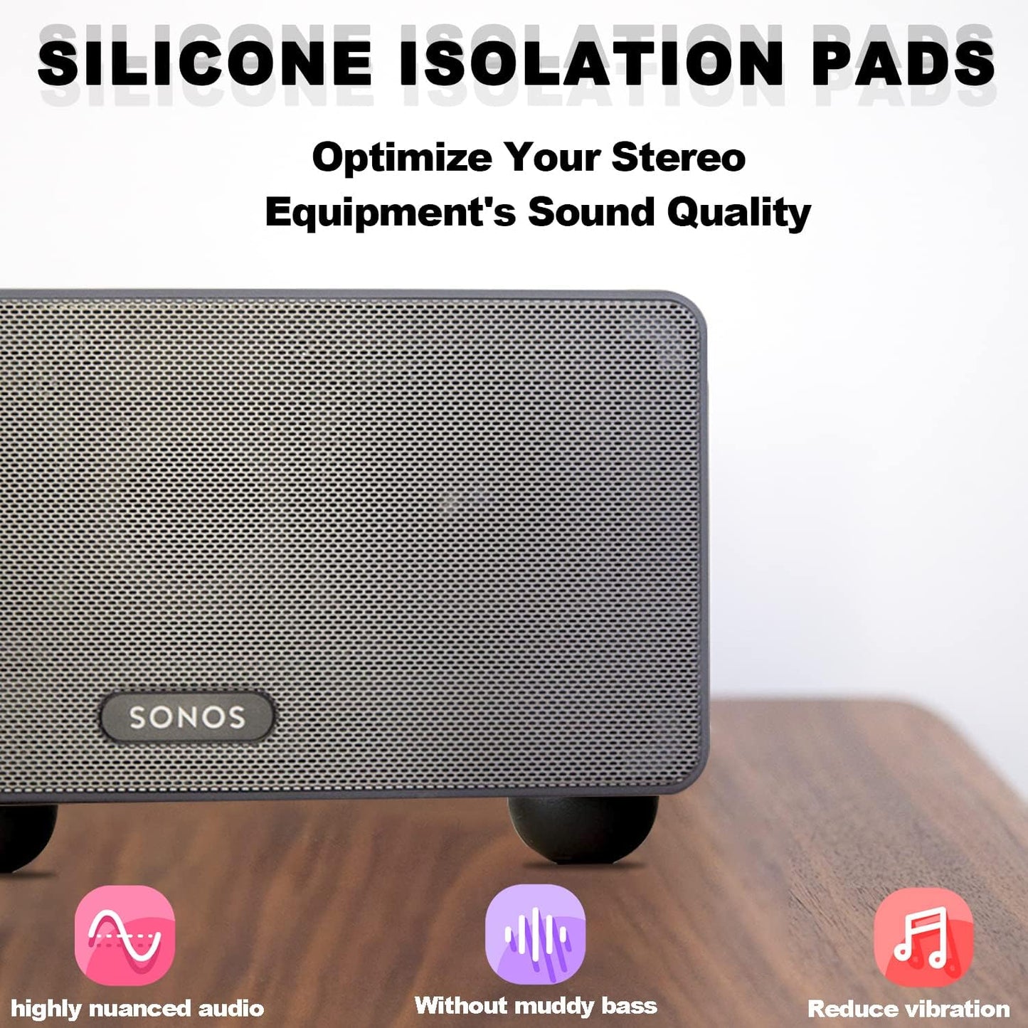 1.25" Silicone Hemisphere Bumpers Isolation Feet Rubber Non-Skid Speaker Pads with Adhesive Record Player Isolation Pads for Small Speaker Spikes,Turntable,Amplifiers, Subwoofer,Monitors,Decks 8 pcs