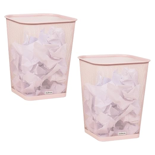 Mind Reader Mesh Trash Can, Pink, 5 Gallon, Set of 2 | Mesh Design