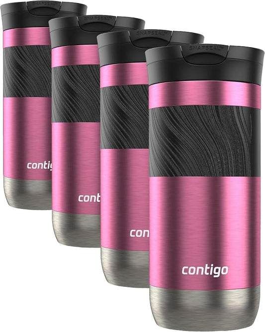 Contigo Byron 2.0 Travel Mug 16 oz Azalea,(Pack of 4)