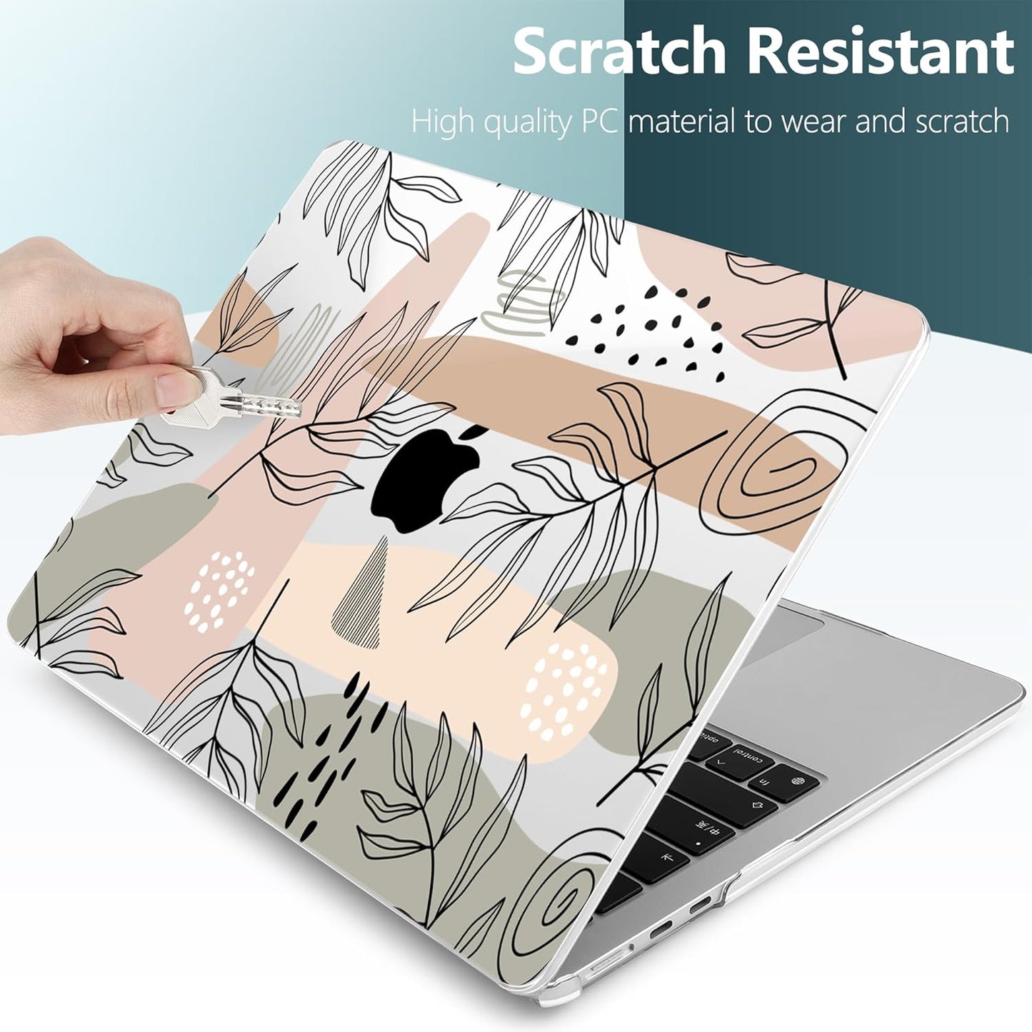 TWOLSKOO Compatible with M4 MacBook Air 15 inch Case 2025-2023 Released Model M4 A3241 M3 A3114 M2 A2941, Plastic Hard Shell & Screen Protector & Keyboard Cover & Trackpad Film, Tropical Leaves