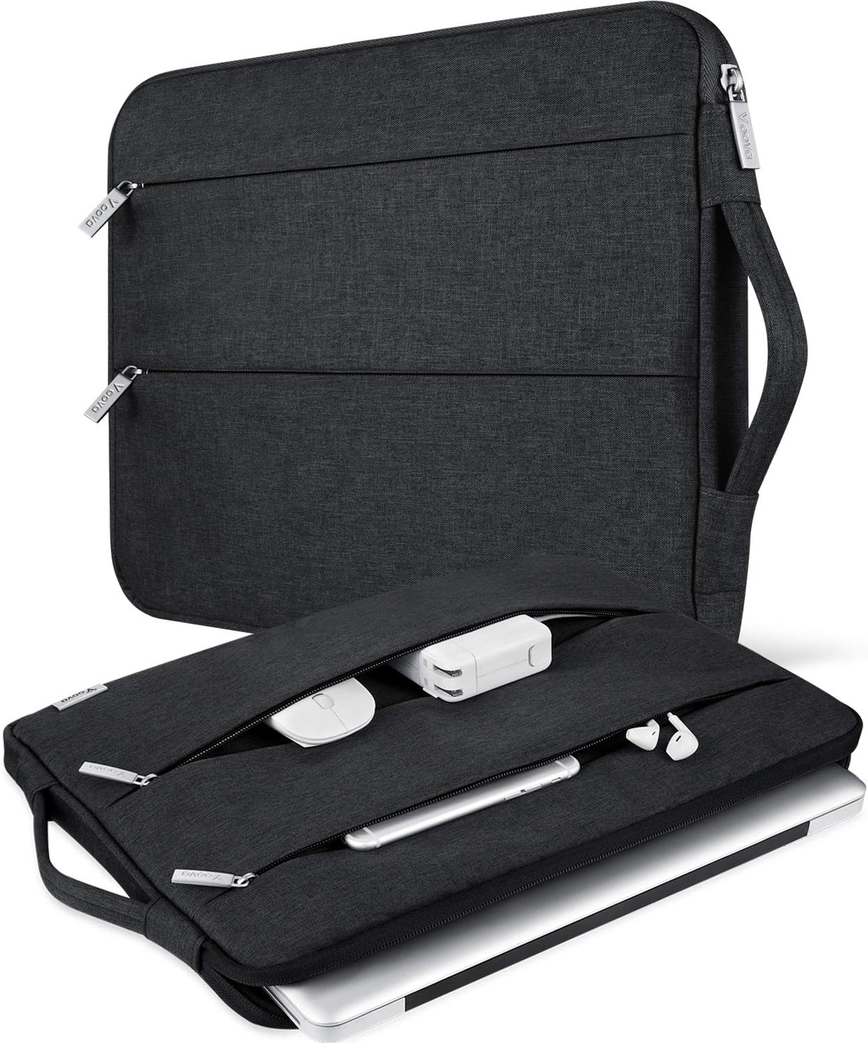 Voova Laptop Sleeve Carrying Case 15.6 16 Inch,Slim Computer Cover Bag Compatible with MacBook Pro 15/16, Dell xps 15,15-16 Inch HP Dell Asus Acer Laptop, Black