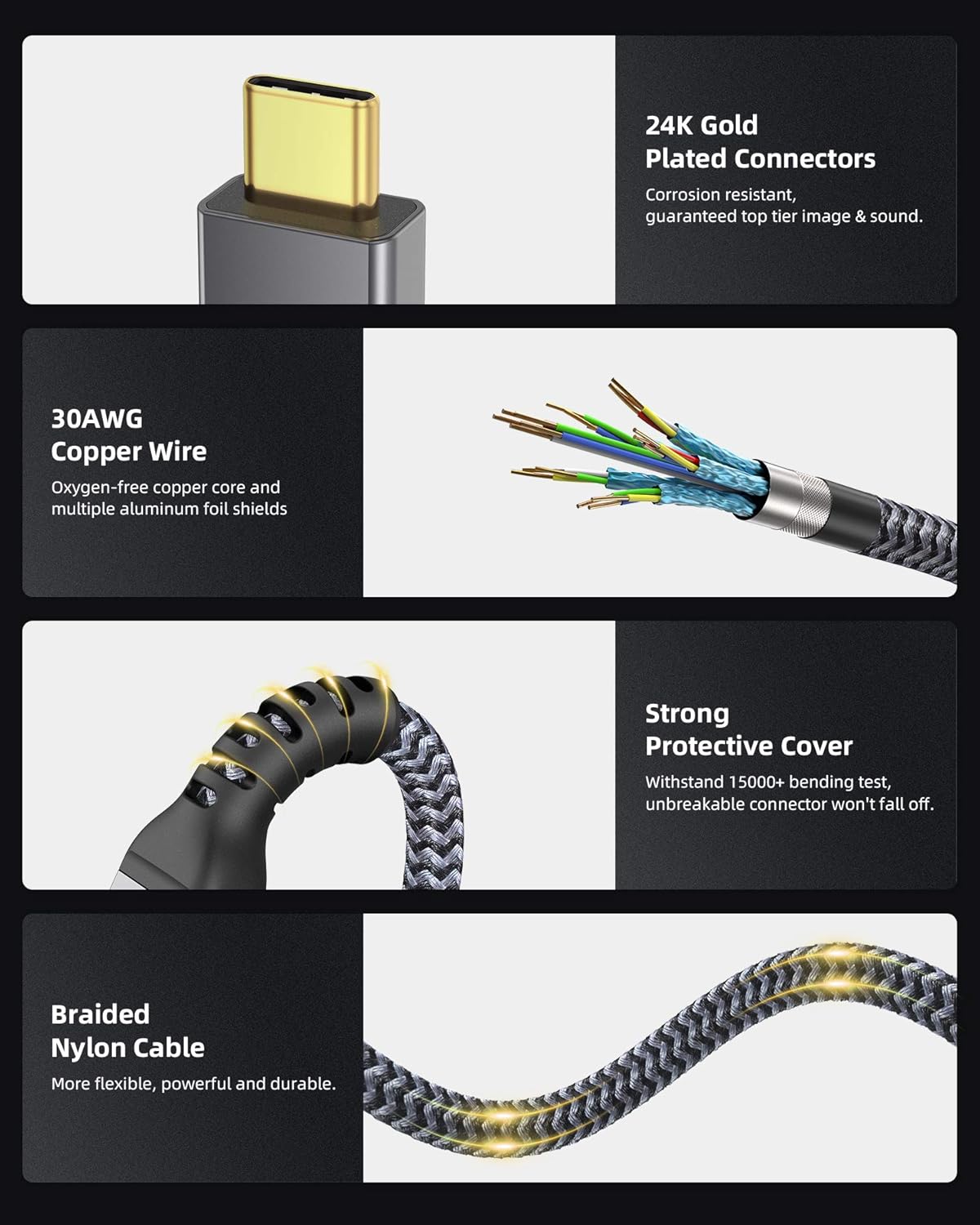 Maxonar [1.6Ft] Thunderbolt 4 Cable, Short Thunderbolt Cable 40Gbps with 240W Charging and 8K/5K@60Hz Compatible with Thunderbolt 4/3, USB4, and USB C
