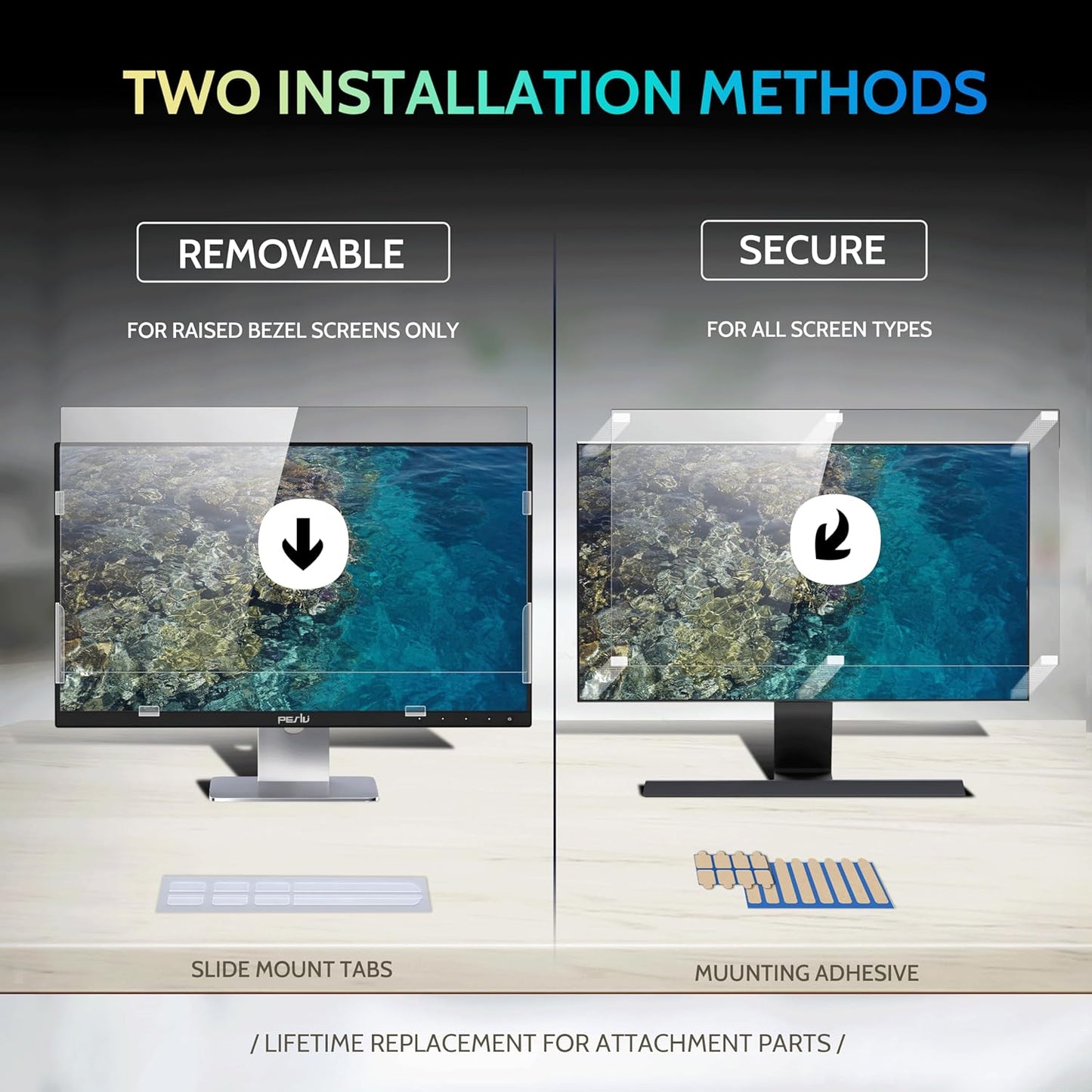 [2 Pack] 24 Inch Privacy Screen for Computer Monitor 16:10 Aspect Ratio, Eye Protection Anti Blue Light Glare Shield, 24inch Removable Black Blackout Anti Spy Desktop Security Private Filter