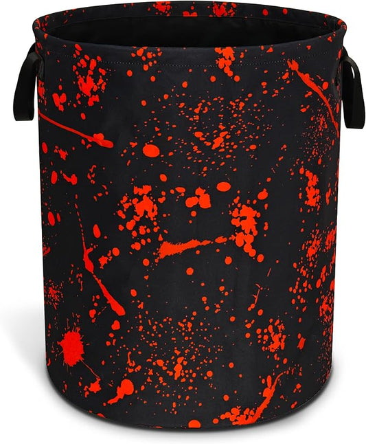 Blood Splattered Laundry Basket Blood Pattern Foldable Oxford Cloth Funny Tote Bag Laundry Hamper Clothes Storage Bucket Organizer For Bathroom/Laundry Storage/Bedroom 18.9x16.5 Inch