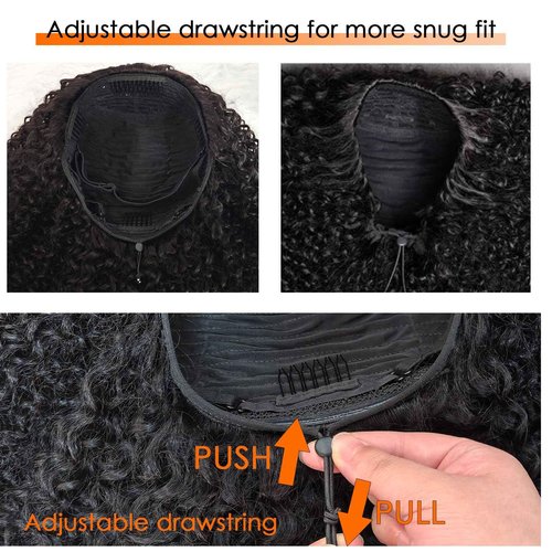 Second Generation Kinky Curly Half Wig Human Hair 210 Density 3 In 1 Seamless Flip Half Wigs Glueless Human Hair Beginner Friendly 18 Inch KinkyCurly Wig with Full Drawstring Headband Wig for Women