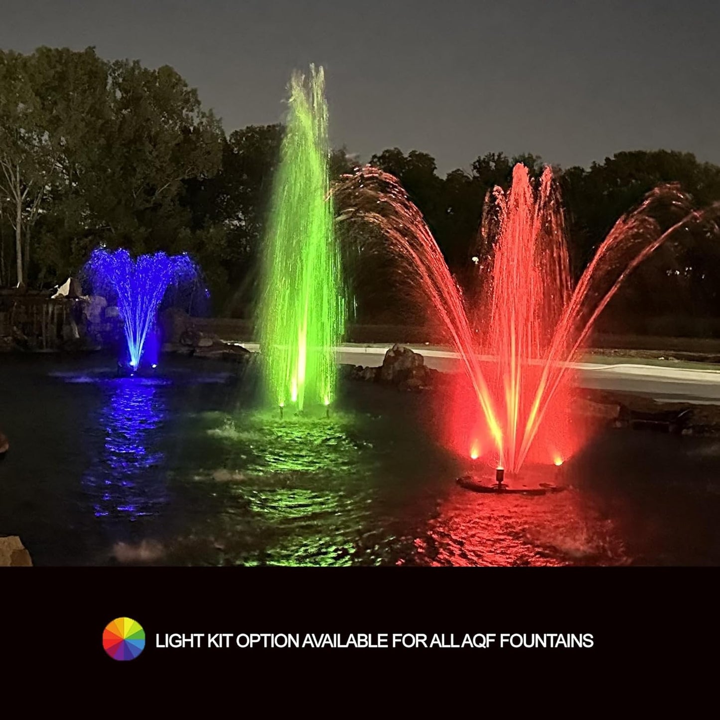 HALF OFF PONDS Floating Fountain – 3/4 HP Pond Aerator, 200' Cord – 8,000 GPH Water Pump – 11 Spray Patterns - Color-Changing LED Lights & Control Box – for Ponds, Lakes & Water Gardens