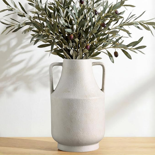 Ceramic Flower Vase, 10.7in Farmhouse Table Rustic Vases, Small Flower Terracotta Vases for Home Decor, Living Room,Table, Handcrafted (Antique)