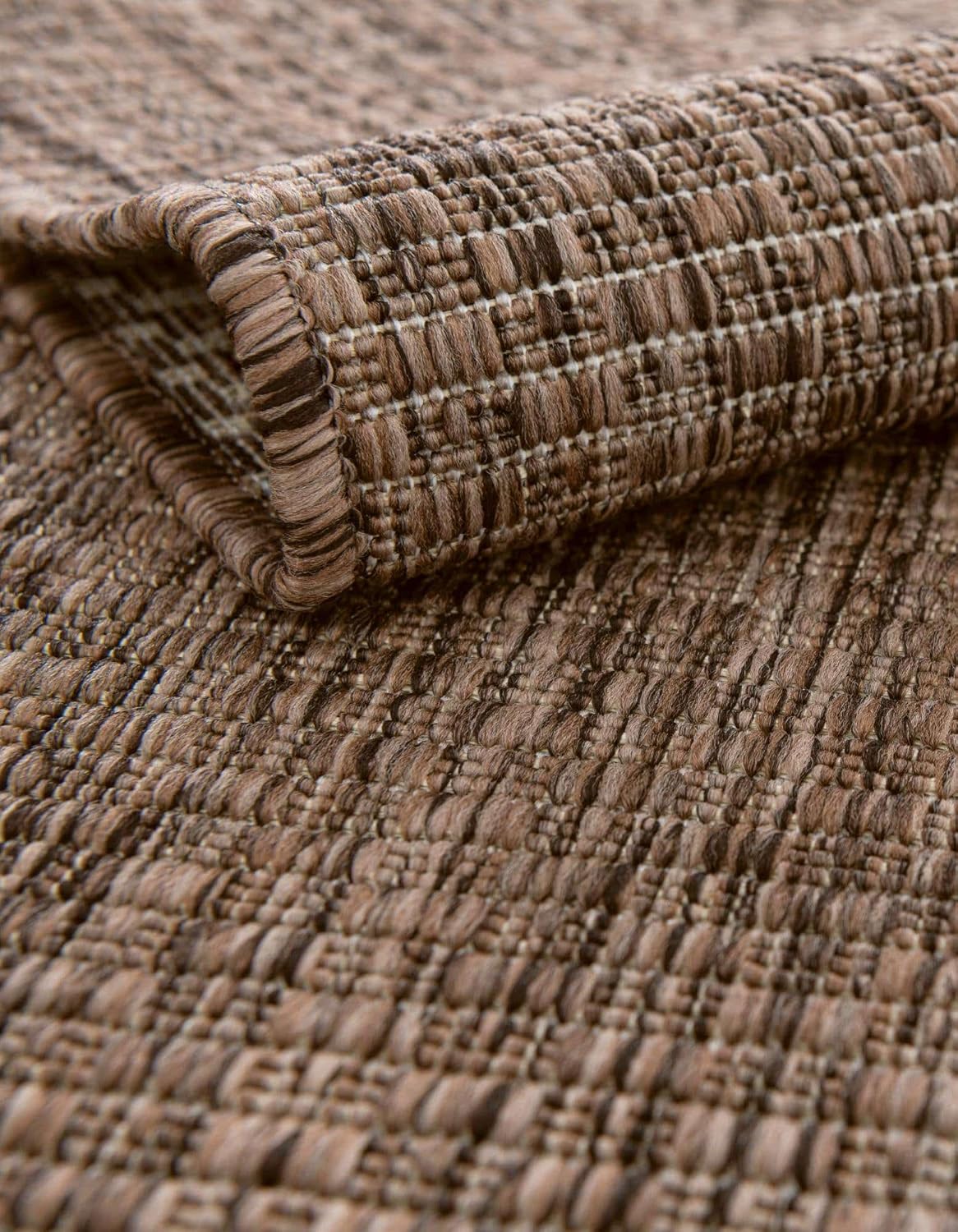 Unique Loom Outdoor Solid Collection Area Rug (2' x 7' 1" Runner Light Brown/Ivory)