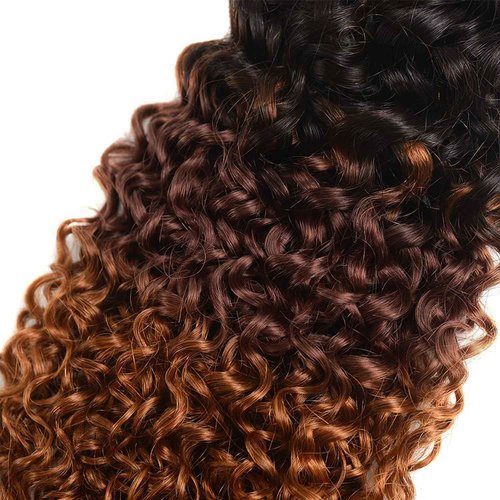 Giginger Bundles Human Hair T1B/4/30 Omber Jerry Curly Human Hair Bundles 24 26 28 Inch Omber Black Chocolate Light Brown Unprocessed Quick Weave Soft Sewn In Hair Extensions for Black Women