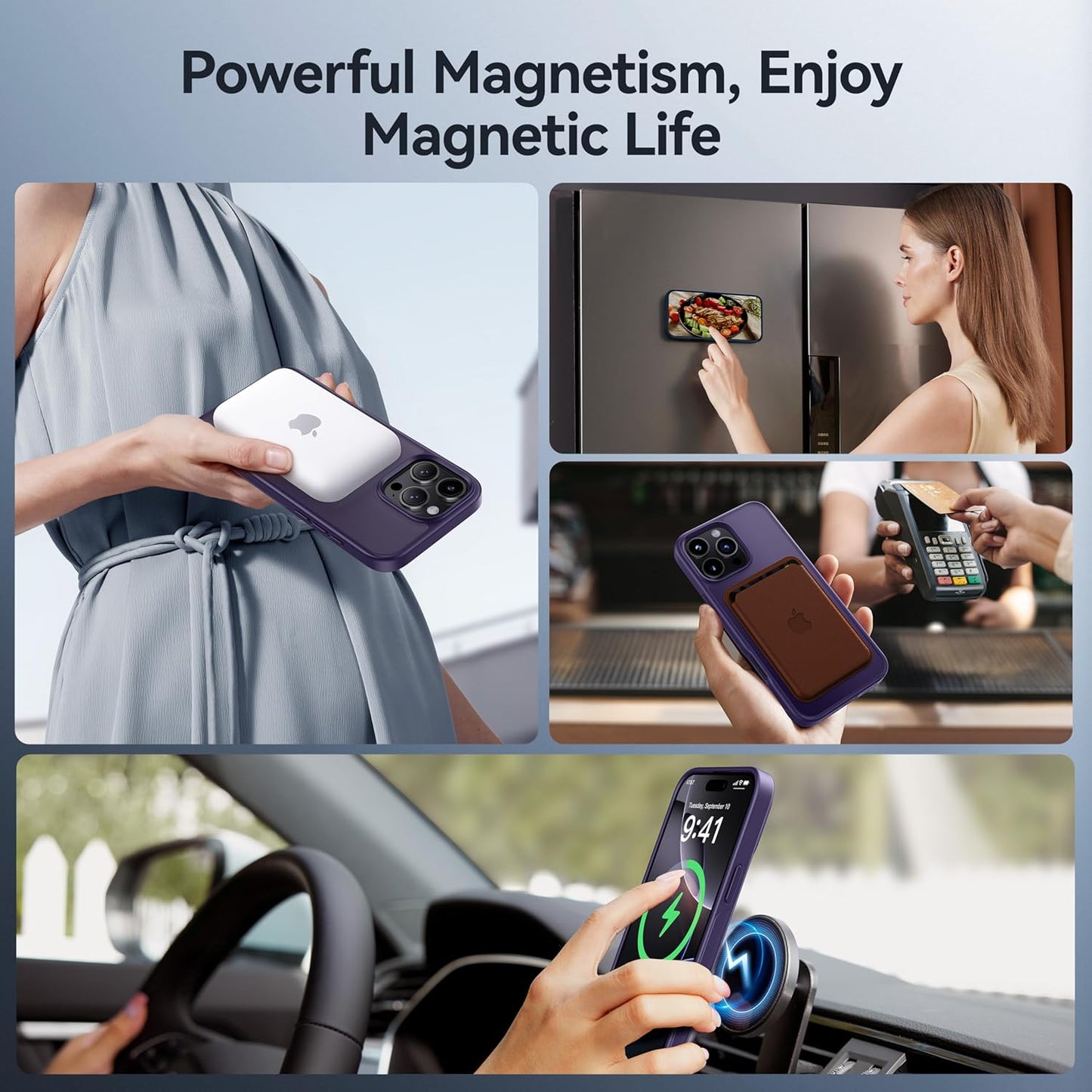 CASEKOO Designed for iPhone 16 Pro Case with Magnetic Invisible Stand [Military Drop Protection] [Compatible with MagSafe] Shockproof Slim Translucent Matte Case 6.3 Inch, Purple