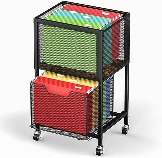 Tiaoheka Rolling File Cart, Mobile File Cabinet with Wheels Hanging Files, Hanging File Organizer Fit Letter/Legal Size Beside Under Desk for Office, Home（Patent Pending）