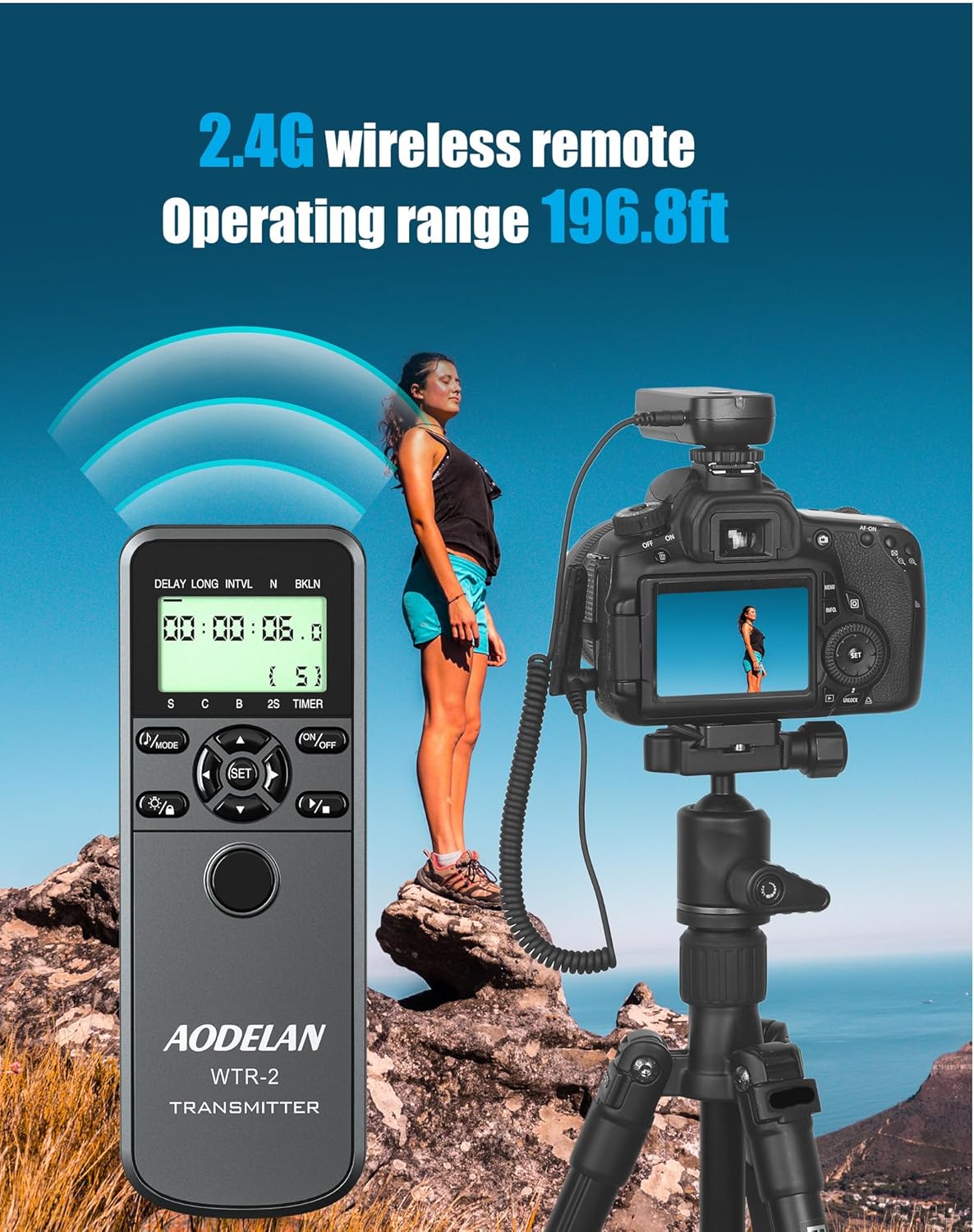 AODELAN Wireless Remote Control for Nikon Cameras, Timer Remote Shutter Release Cable for Z9 D5 D6 D800 D810 D850 ; Replaces Nikon MC-30