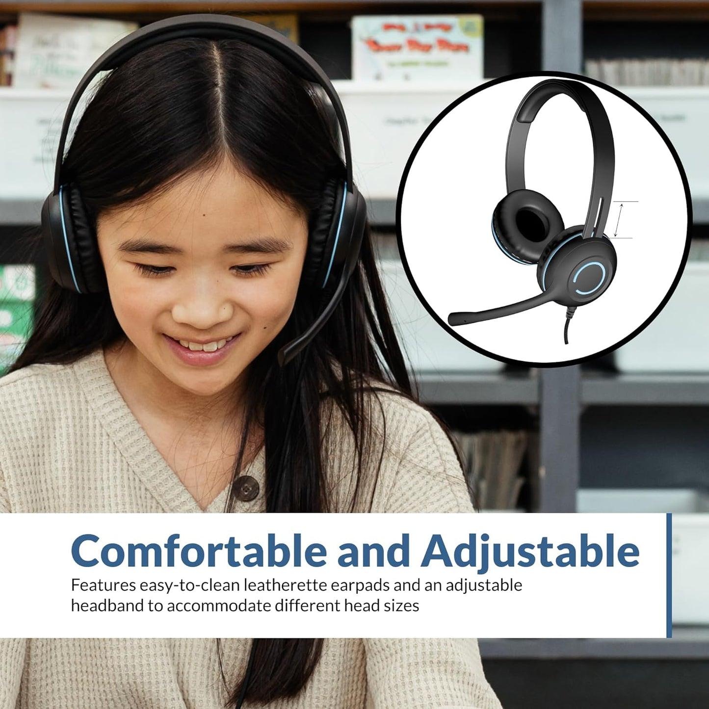 Cyber Acoustics USB Stereo Headset (AC-5008-20) – Durable, Crisp, and Clear Communication in Classrooms and at Home - 20 Pack