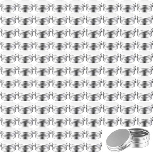 300 Pcs 1 oz Salve Tins with Lids Bulk Lip Balm Containers Round Metal Containers with Screw Top Lids Aluminum Silver Tin Cans for DIY Salve Candle