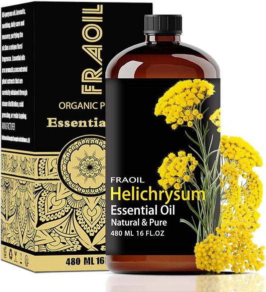Helichrysum Essential Oil, Helichrysum Oil 16 Fl Oz 480 ML for Diffuser Humidifier Yoga Cleaning DIY Candle Soap Making Perfume Gift for Women Essential Oils FRAOIL (Helichrysum 16 Fl Oz (Pack of 1))
