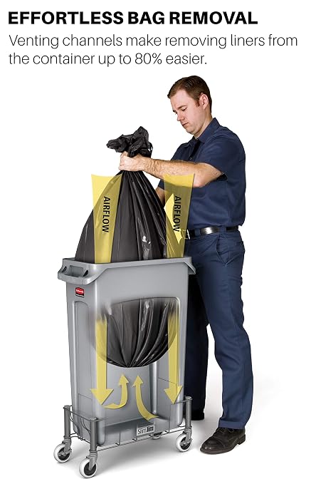Rubbermaid Commercial Products Slim Jim Trash/Garbage Can with Venting Channels, 23-Gallon, Green, for Kitchen/Office/Workspace