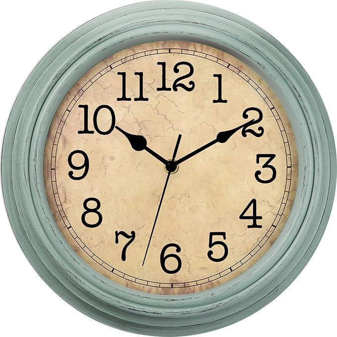 12 Inch Wall Clock, Silent Non-Ticking Decorative Battery Operated Easy to Read for Kitchen Living Room, Bathroom, Bedroom, Office