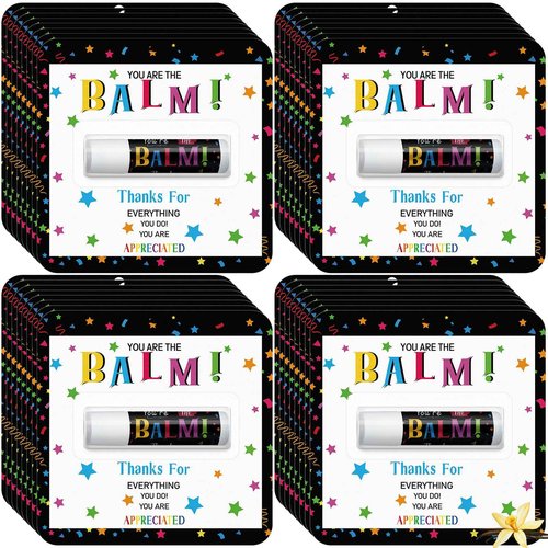 Sacubee 150 Pack Christmas Employee Appreciation Gift Bulk Lip Balm Teacher Staff Team Xmas Thank You Gift You're the Balm Thanksgiving Party Favors Christmas Stocking Stuffers for Women Men Volunteer