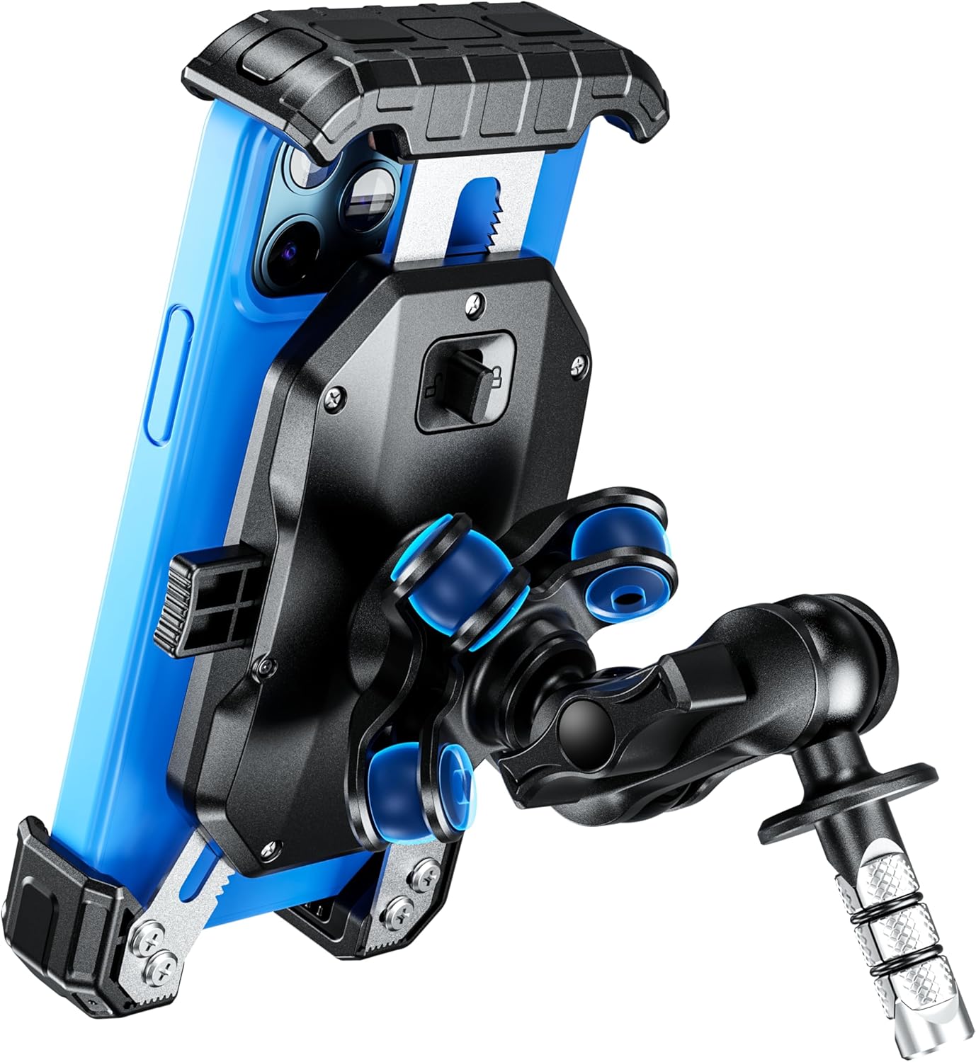 Kewig Motorcycle Fork Stem Phone Mount Holer with Vibration Dampener, [No Scratches Camera] Anti-Theft Motorcycle Cell Phone Holder, Fits for Fork Stem Tubes 12-25.4mm in Diameter, for 5.5-7.2" Phone"