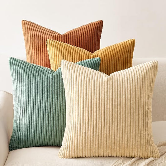 Topfinel 20x20 inch 4 Pack Decorative Throw Pillow Covers,Soft Velvet Modern Double-Sided Designs, Mix and Match for Home Fall Decor, Cushion Covers Set of 4 (Orange/Teal)
