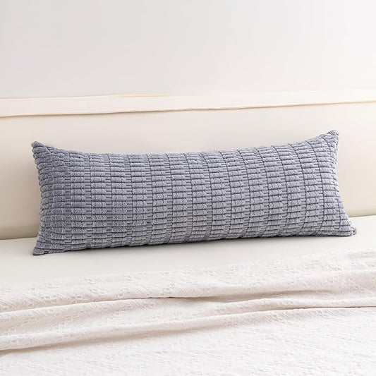 Aegero Corduroy Decorative Throw Pillow Covers 14x36 Inch Soft Striped Pillow Covers Modern Farmhouse Home Decor for Sofa Living Room Couch Bed（Light Grey）