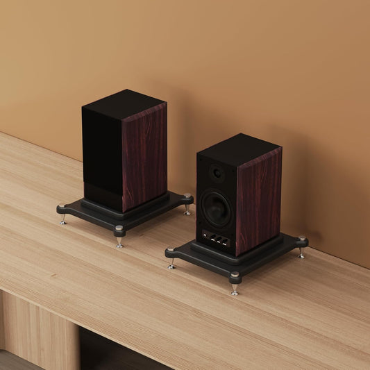 2pcs Subwoofer Isolation Stand, Double-Layered Speaker Isolation Stands with Stainless Steel Metal Feet, Acoustic Speakers Isolation Pad for Floor, Desktop (15.7×17.7in)