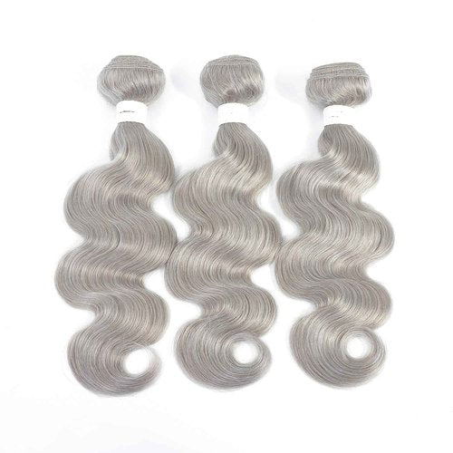 Giginger Bundles Human Sliver GREY 26 28 30 inch Body Wave Human Hair Bundles Unprocessed Quick Weave Soft Sewn In Hair Extensions for Black Women