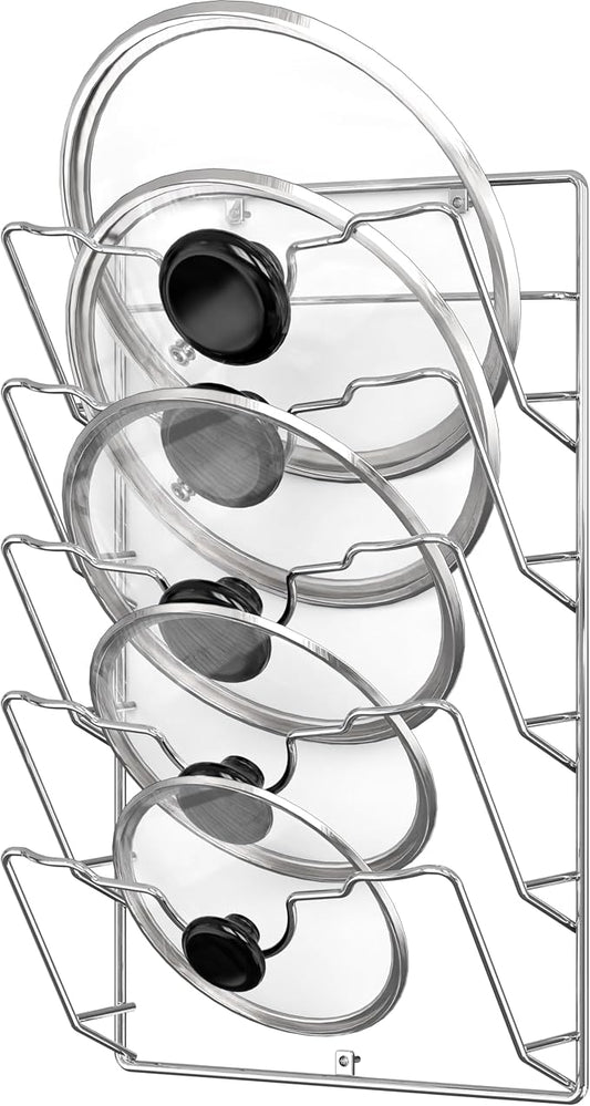 Simple Houseware Wall Door Mounted Pot Lid Rack, Chrome Finish