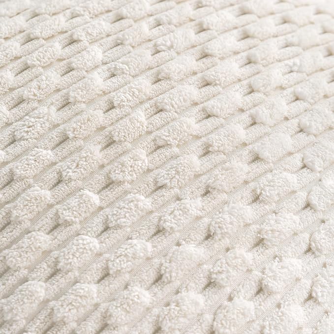 Set of 4 Cream White Decorative Throw Pillow Covers 16x16 Inch Corduroy Pillow Covers for Bed Couch Sofa Living Room Soft Square Cushion Cases