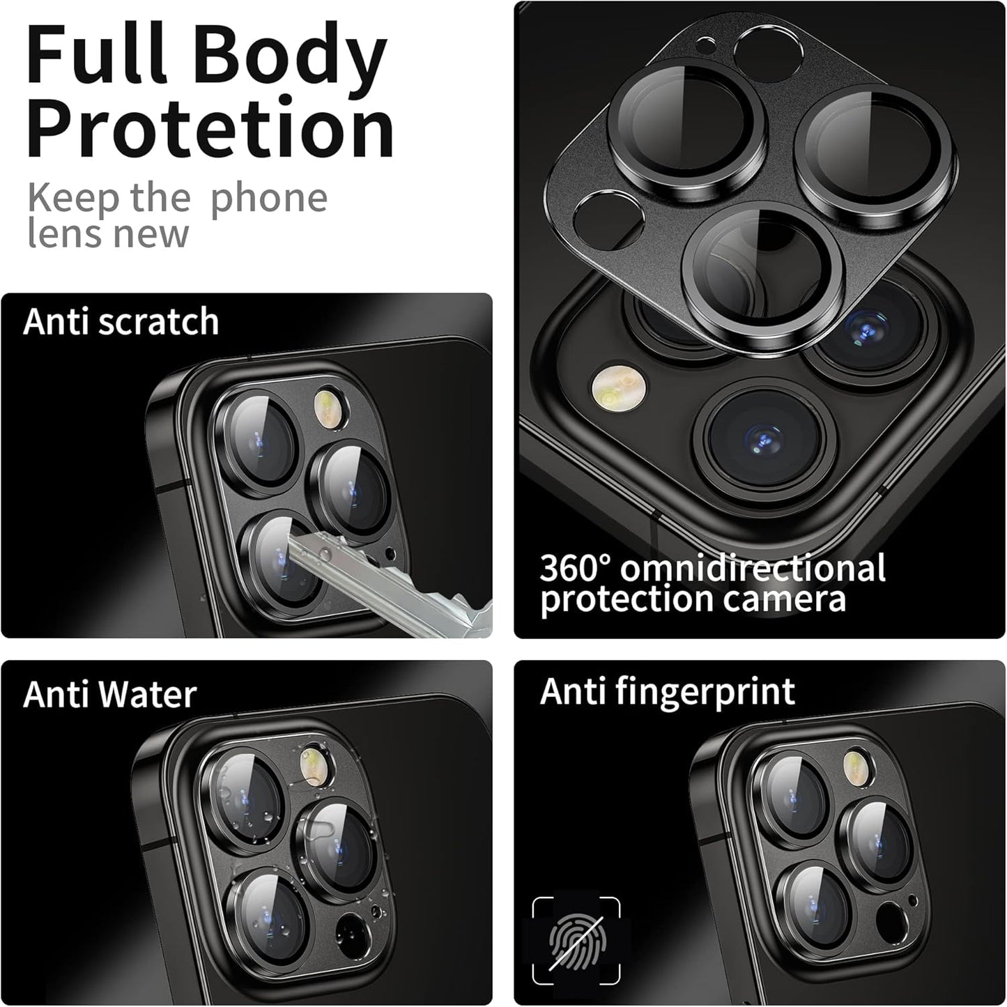 Camera Lens Protector for iPhone 14 Pro / iPhone 14 Pro Max, Alloy Metal Camera Cover with Tempered Glass Screen Protector Accessories,Case Friendly,Scratch Resistant,Easy to Install - Space