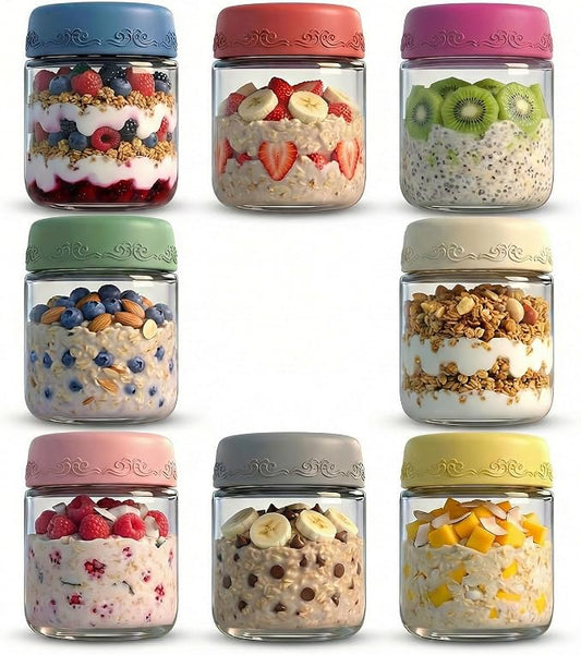 4 OZ Salad Dressing Jar 8 Pack, Airtight Leakproof Bulk Small Glass Sauce Jar with Lids, Reusable for Lunch Box, Bento, Travel & Meal Prep(4 OZ-8Pack)