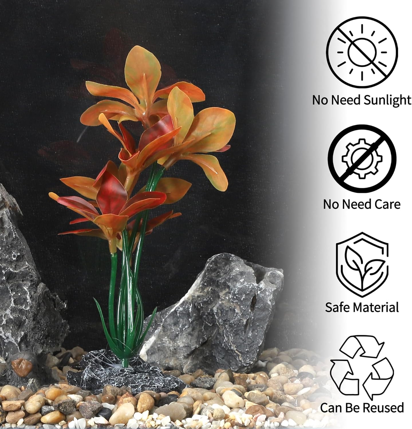 Aquarium Plastic Plants, Reptile Plant Decoration, Aquatic Plant Resin Decor, Betta Fish Tank Realistic Plants for Aquarium, 7.28" Height, Green