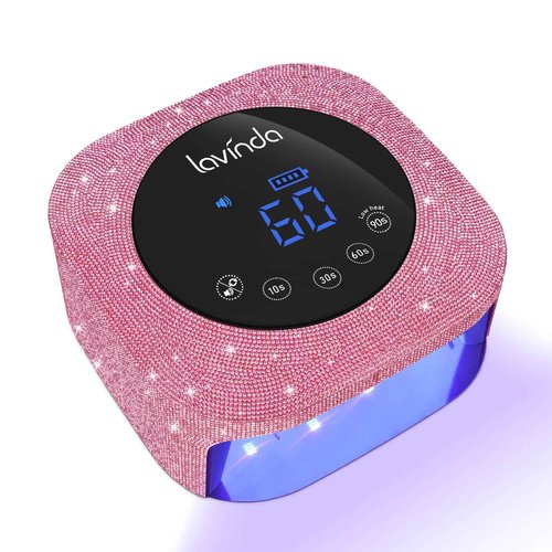 UV Nail Lamp 54W, Cordless Gel UV Led Nail Lamp for Gel Nail Polish, Rechargeable UV Nail Light Nail Dryer with 4 Timer and LCD Display, Professional Fast Curing Lamp Nail Art Tools with Rhinestone