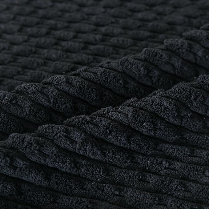 Set of 4 Black Decorative Throw Pillow Covers 16x16 Inch Corduroy Pillow Covers for Bed Couch Sofa Living Room Soft Square Cushion Cases