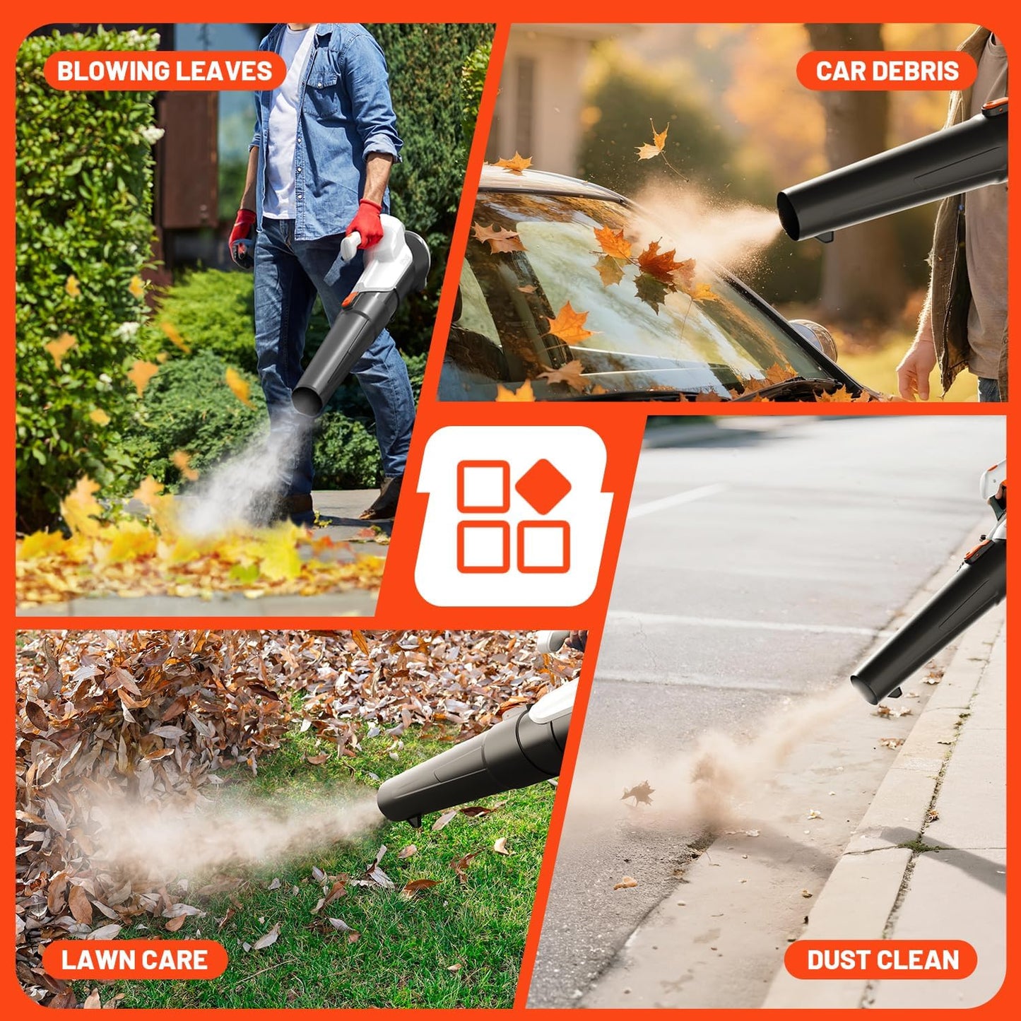 Litheli 20V Cordless Leaf Blower, Dual 2×2.0Ah Batteries Included, 350CFM/85MPH, 2-Speed Lightweight Handheld Electric Blower for Lawn, Patio, Dust & Leaves