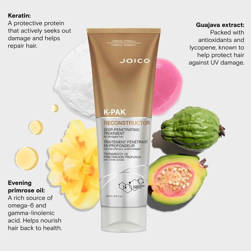 K-PAK Reconstructor Deep-Penetrating Treatment | For Damaged Hair | Repair & Strengthen Strands | Rebuild & Fortify Damaged Hair | Improve Elasticity | With Keratin & Arginine | 8.5 Fl Oz (Pack of 2)