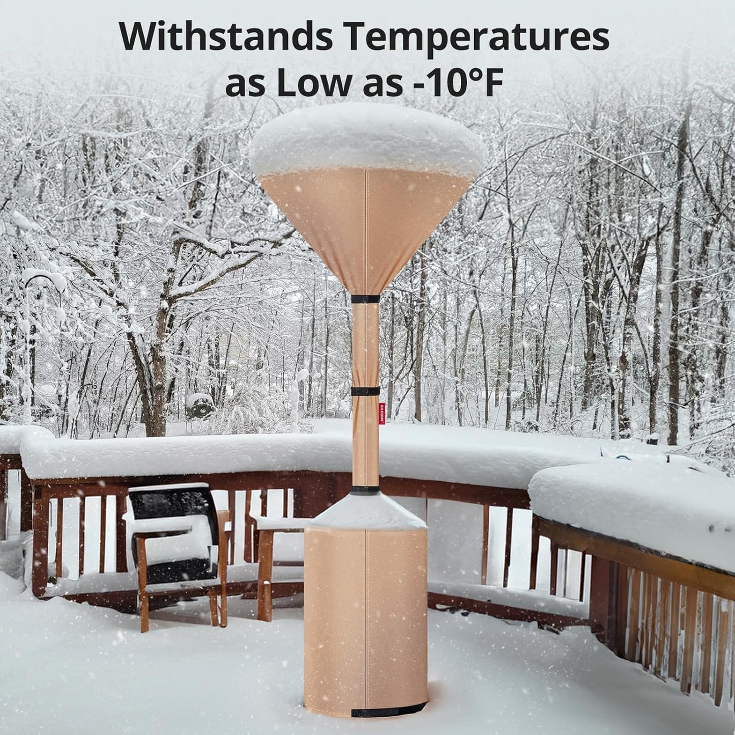 QH.HOME Winter Patio Heater Covers, [2025 Upgraded Tear-Resistant Fabric] Waterproof with Robust Zipper ,Height fit 87"-92",Dustproof/Wind/Sunlight/Snow-Resistant, 2 Pack-Camel