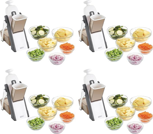 Dash Safe Slice® Mandoline - Compact,Foldable Food Slicer - Slice,Dice,Julienne & More - Perfect for Quick Food Prep - Recipe Guide Included - Cool Grey,(Pack of 4)